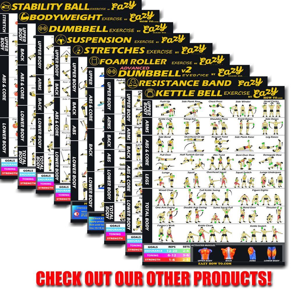 Dumbbell Exercise Workout Banner Poster Complete Set BIG 28 x 20 Char –  Eazy How To
